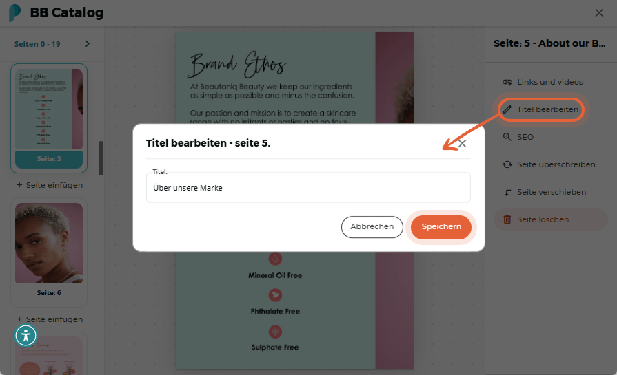 Seitenoptionen für SEO mit angezeigten Feldern für Beschreibung, Schlüsselwörter und Text. Seitenoptionen für SEO mit angezeigten Feldern für Beschreibung, Schlüsselwörter und Text.