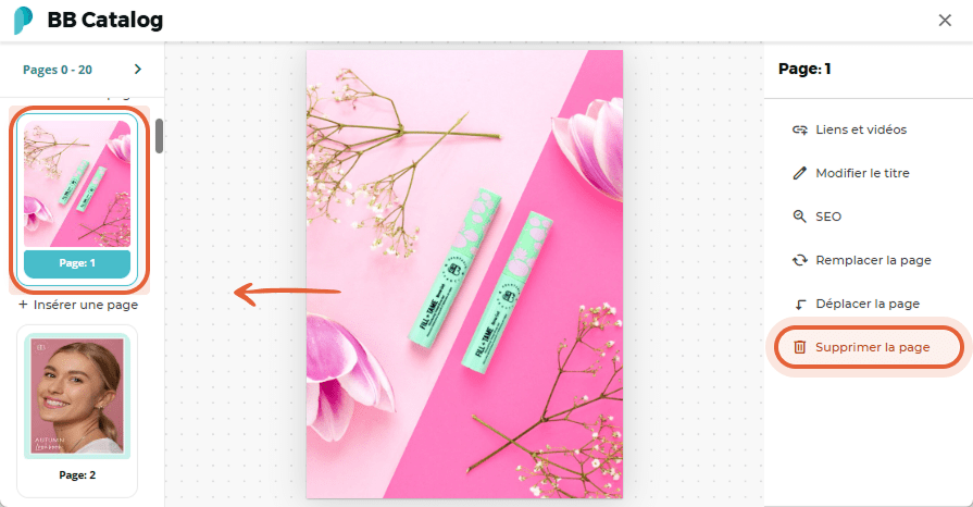 Page produit réorganisée avec deux produits verts BB et des pétales roses