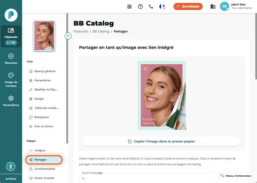 Écran de partage d'image avec icône 