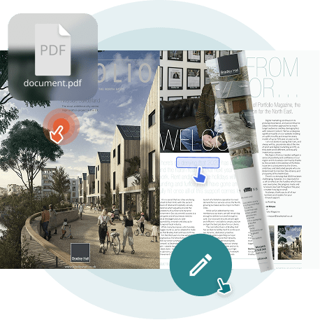 PDF document transformed into an interactive digital brochure with clickable links and multimedia el