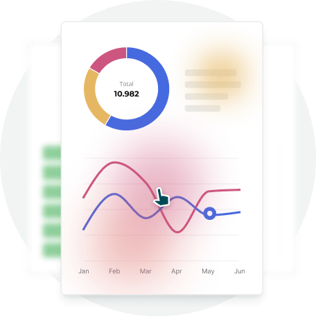 Accessible dashboard with donut chart and monthly line graph in Paperturn