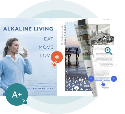 Accessible online flipbook in Paperturn showing digital publication features like zoom, read-aloud, 